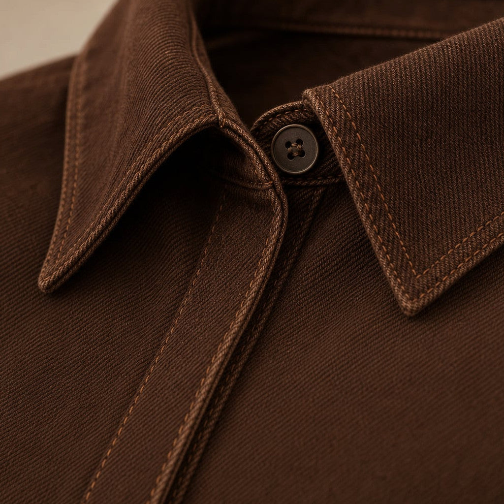 Longline Denim Top Waist Tie V-Neck Chocolate Denim – Molieri