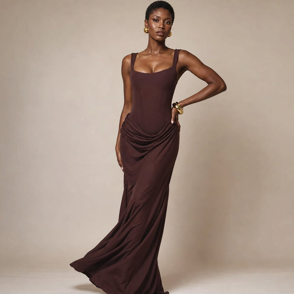 Backless Bodycon Maxi Dress Open Back Floor Length – Molieri