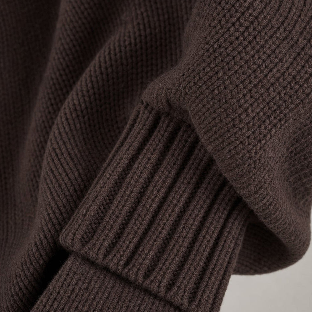 Knit Jumper 100% Cotton Crew Neck Chocolate – Molieri