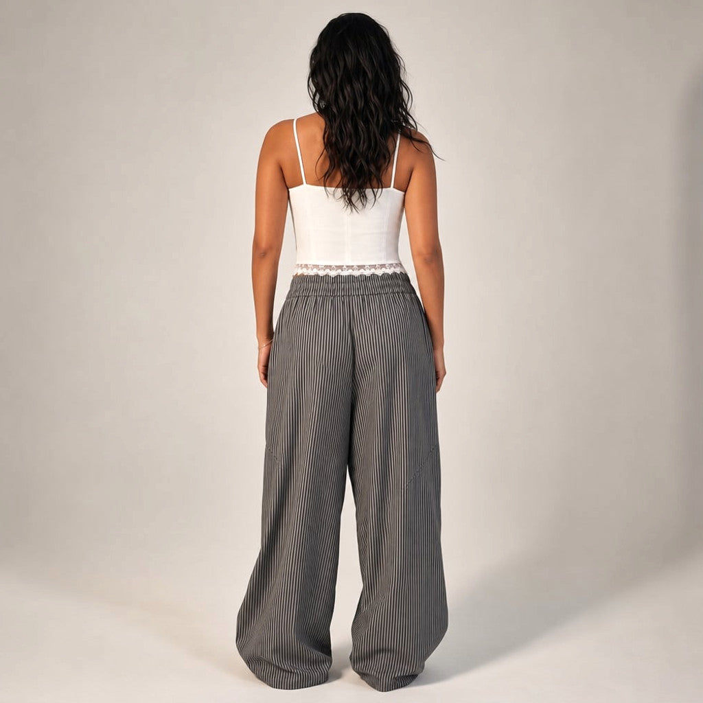 Wide Barrel-Leg Pant Elasticated Waist Grey – Molieri