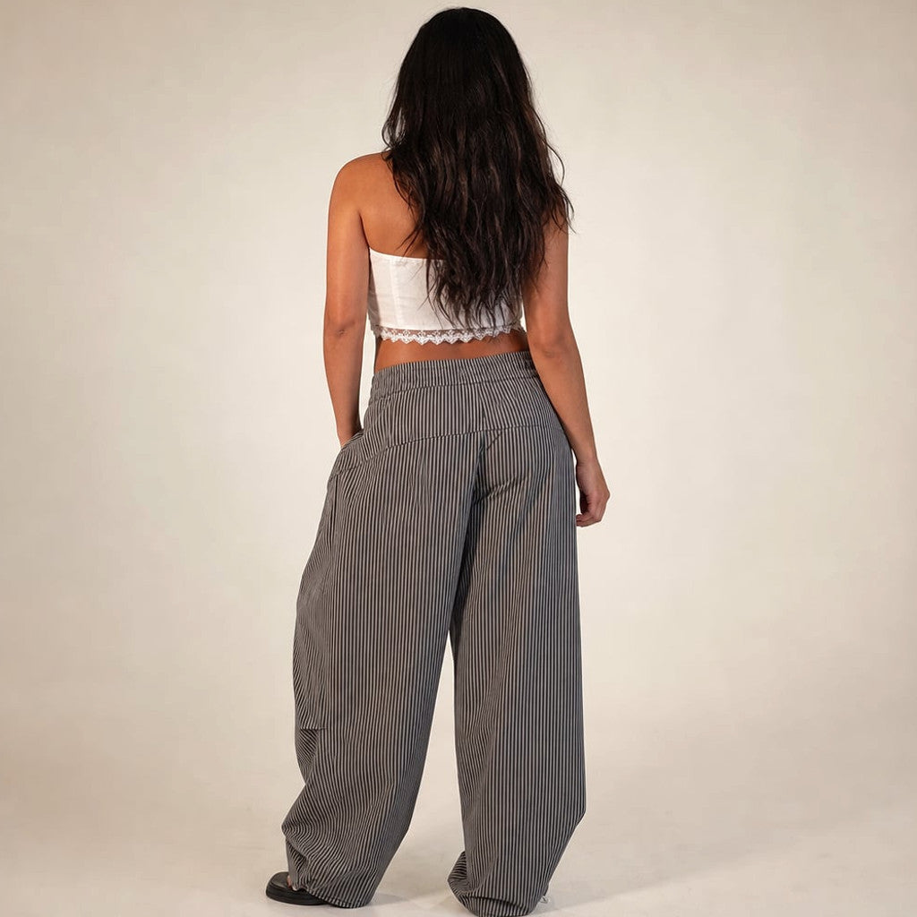 Wide Barrel-Leg Pant Elasticated Waist Grey – Molieri