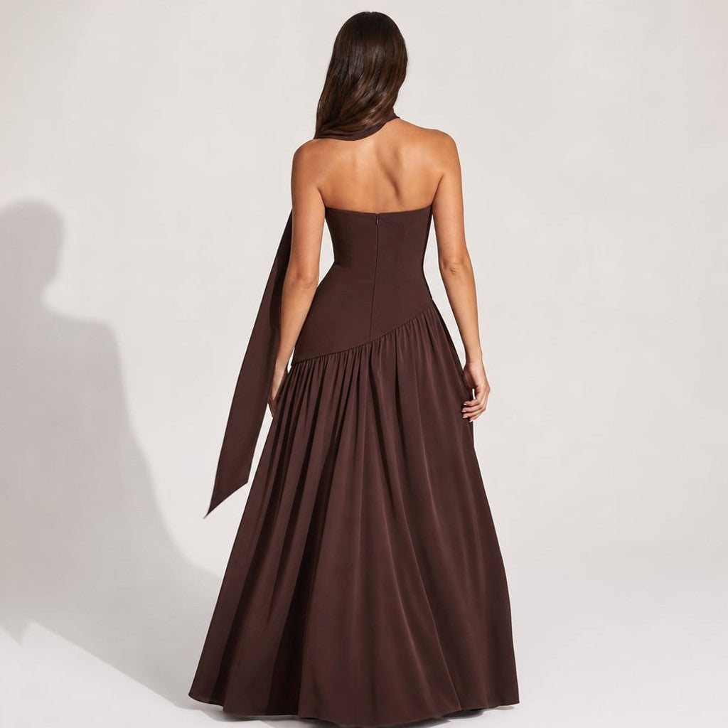 Strapless Corset Maxi Dress Scarf Panel High Slit – Molieri