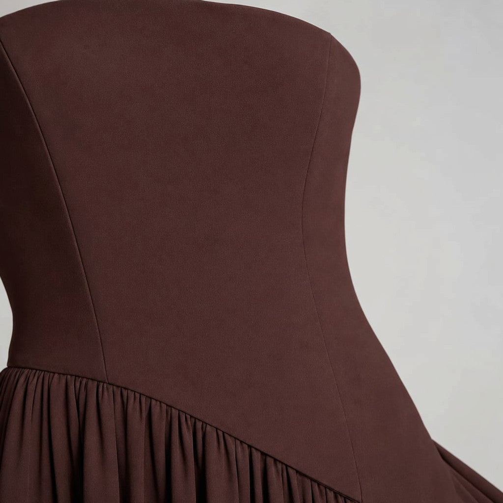 Strapless Corset Maxi Dress Scarf Panel High Slit – Molieri