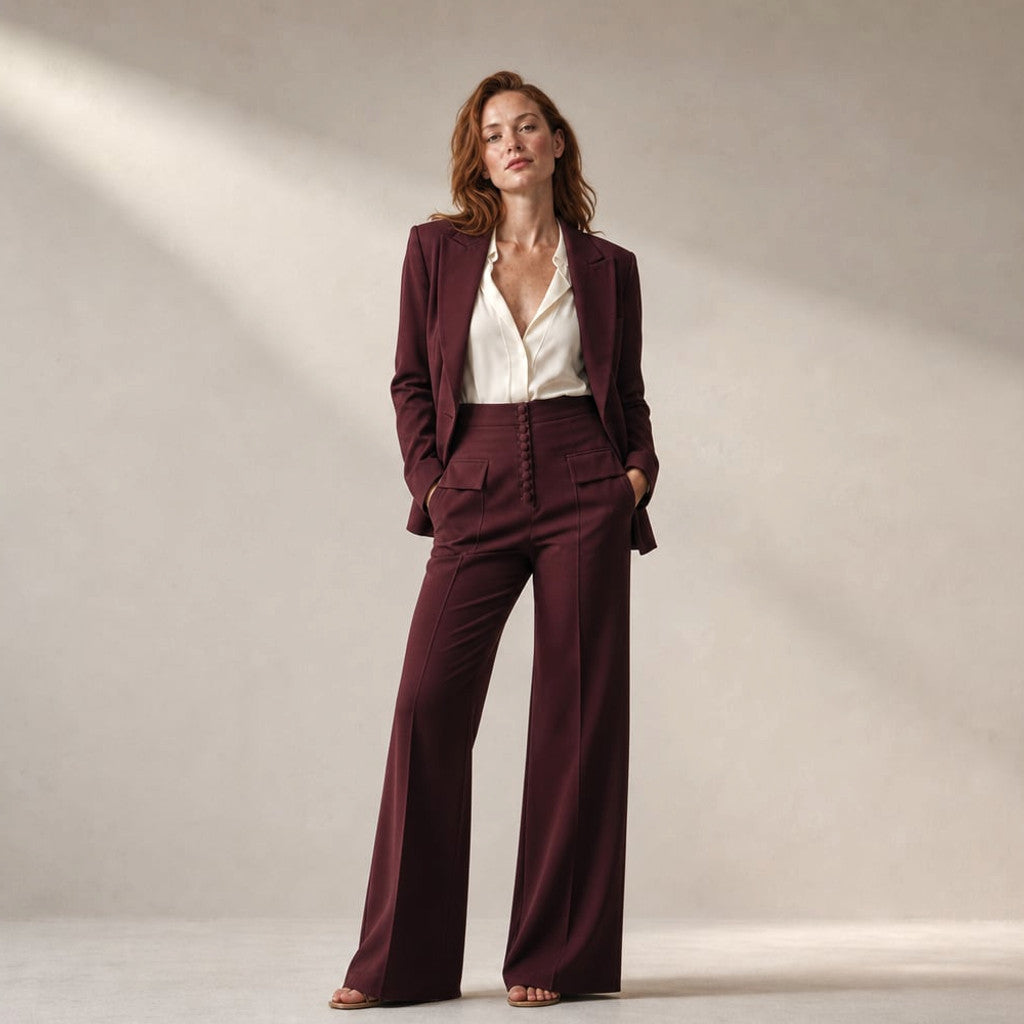 Suit Trouser Wide-Leg Two-Piece Blazer Peaked Lapel – Molieri