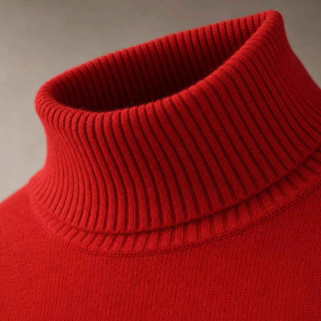 Turtleneck Knit Sweater Bell Sleeve Red – Molieri