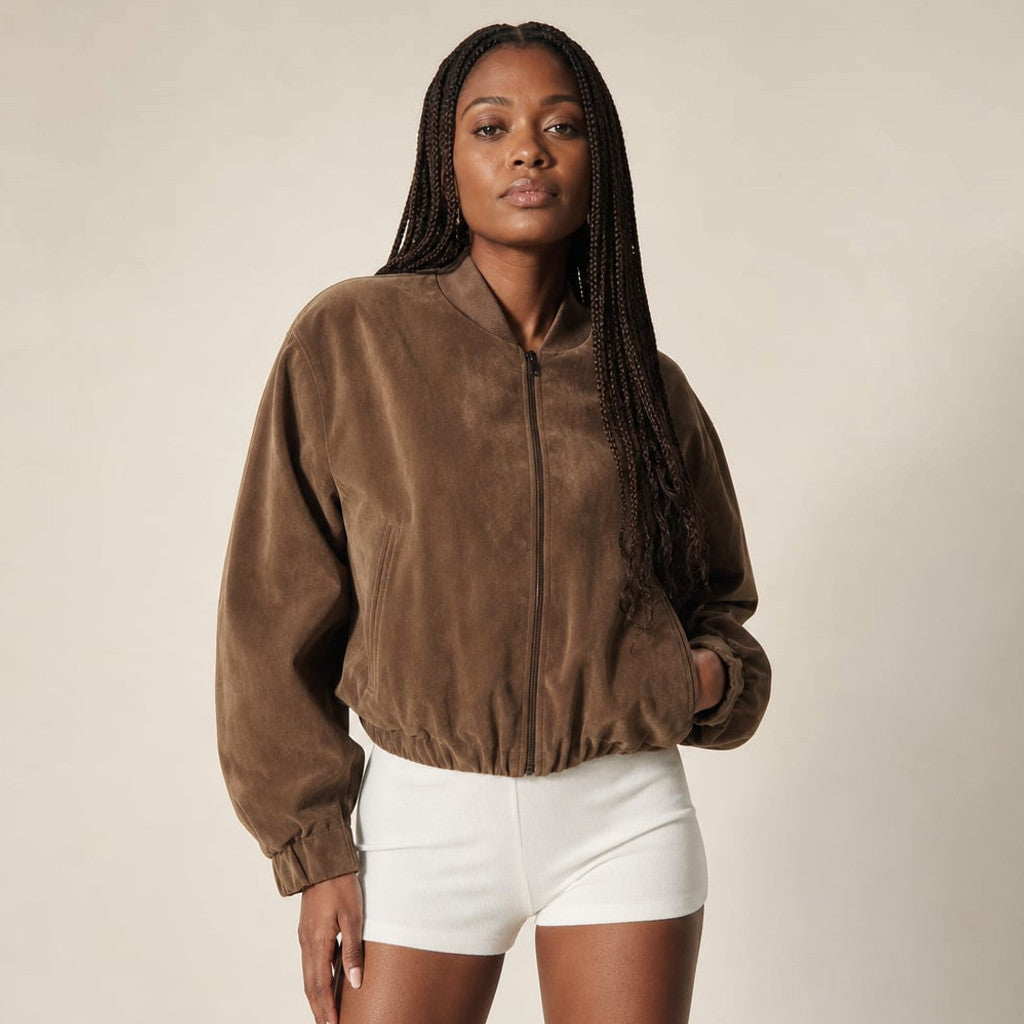 Bomber Jacket Snake-Texture Oversized Brown – Molieri