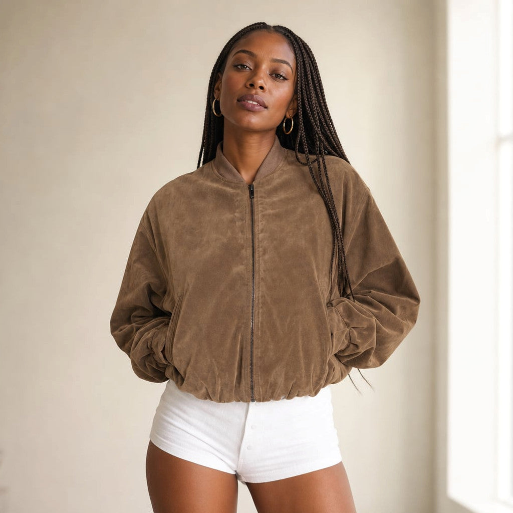 Bomber Jacket Snake-Texture Oversized Brown – Molieri