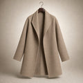 Annora | Wool Coat Notch Lapel Open Front Brown – Product Photo
