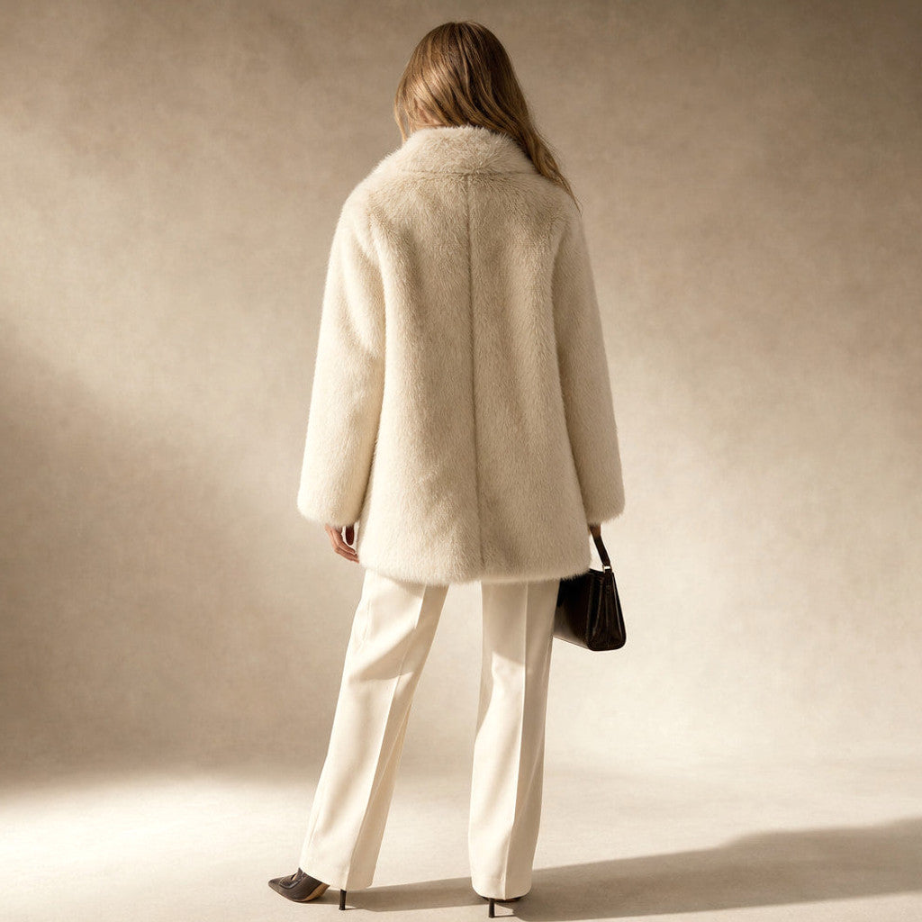 Arcadia | Wrap Coat Oversized Lapels Ivory – Full Look