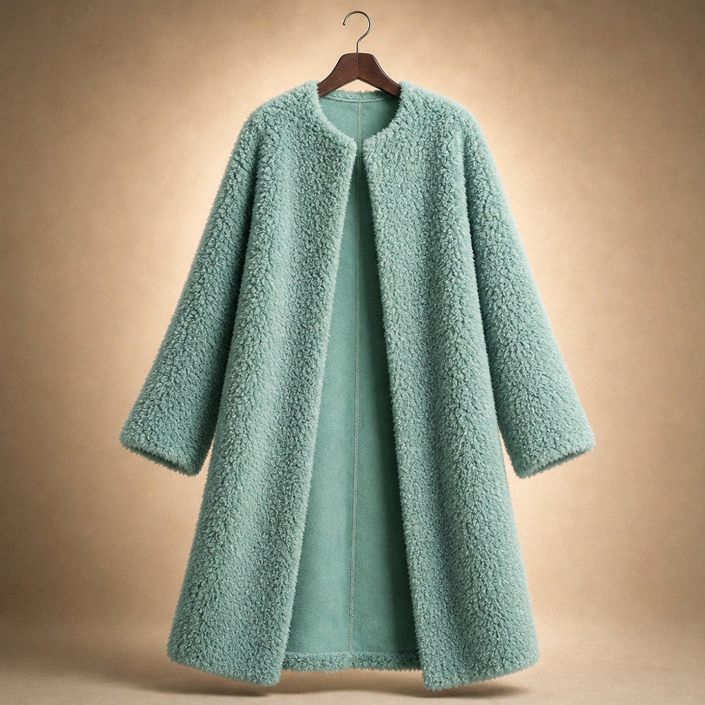 Avicia | Teddy Coat Wrap Front Draped Mint Green – Product Photo