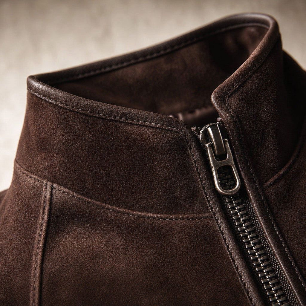Bathsheba | Suede-Look Midi Wedding Guest Dress Brown Brown – Fabric and Detail Close-Up
