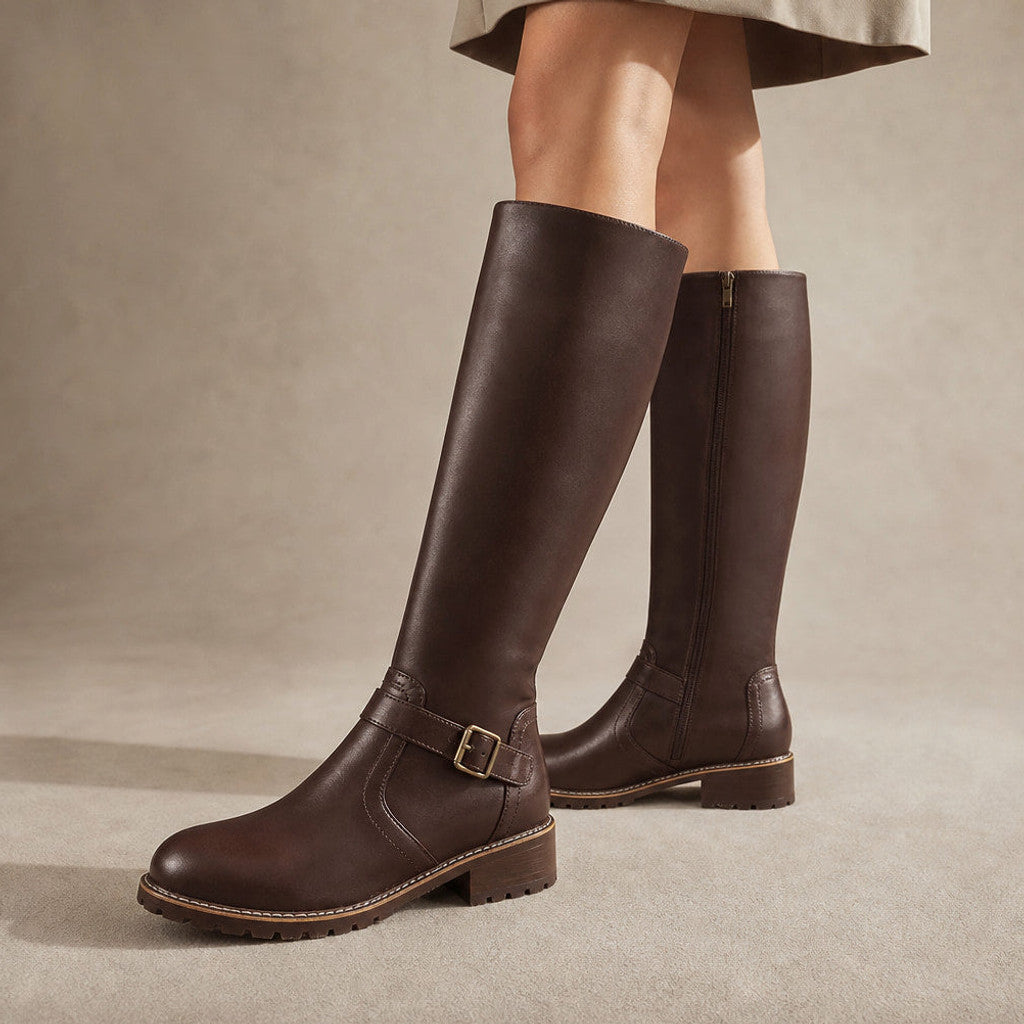 Benilde | Chelsea Boots Tall Shaft Arch Support Dark Brown – Product Photo