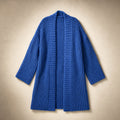 Bertrade | Knit Cardigan Open Front Split Hem Blue Blue – Product Photo