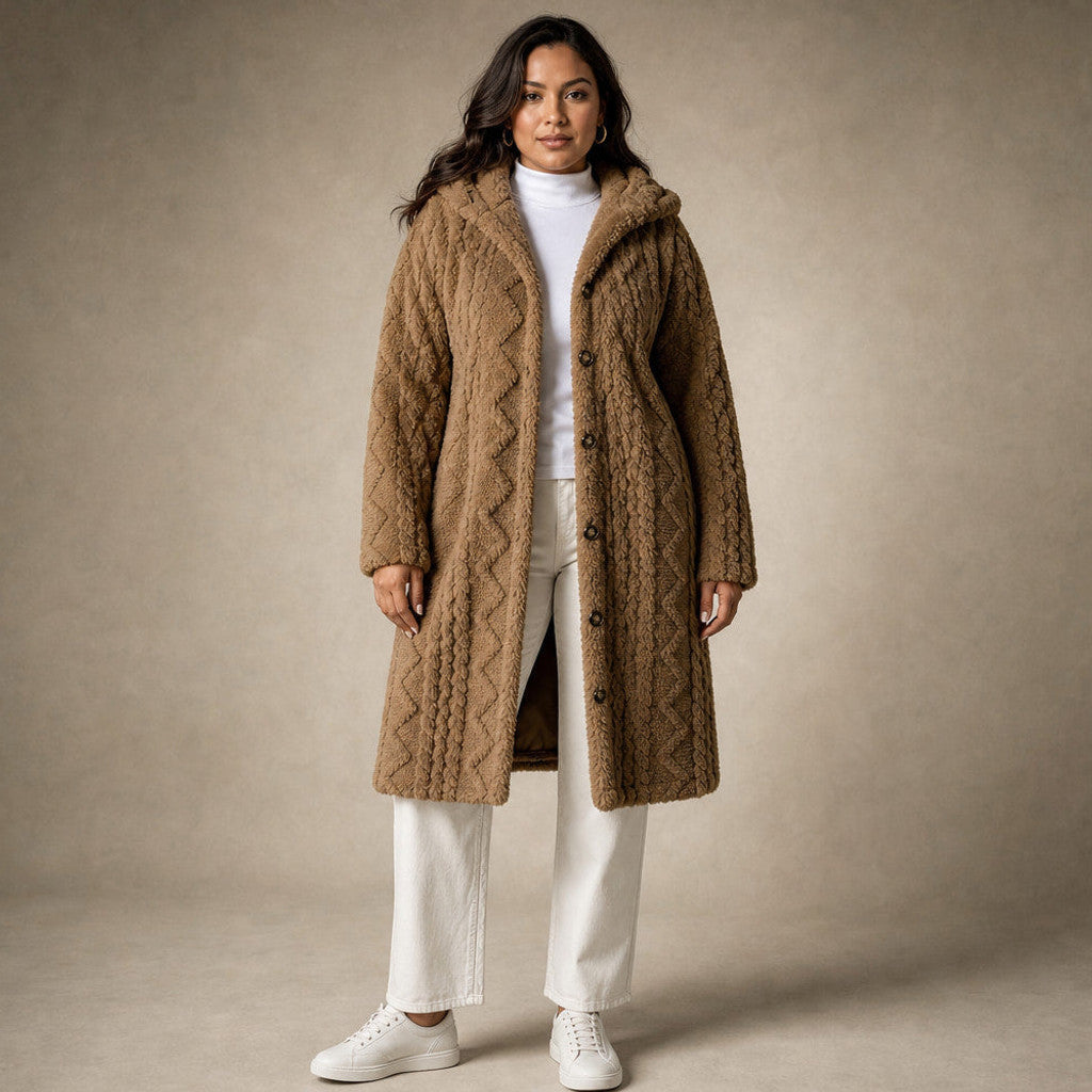 Bronwen | Hooded Teddy Coat Longline – Premium Editorial