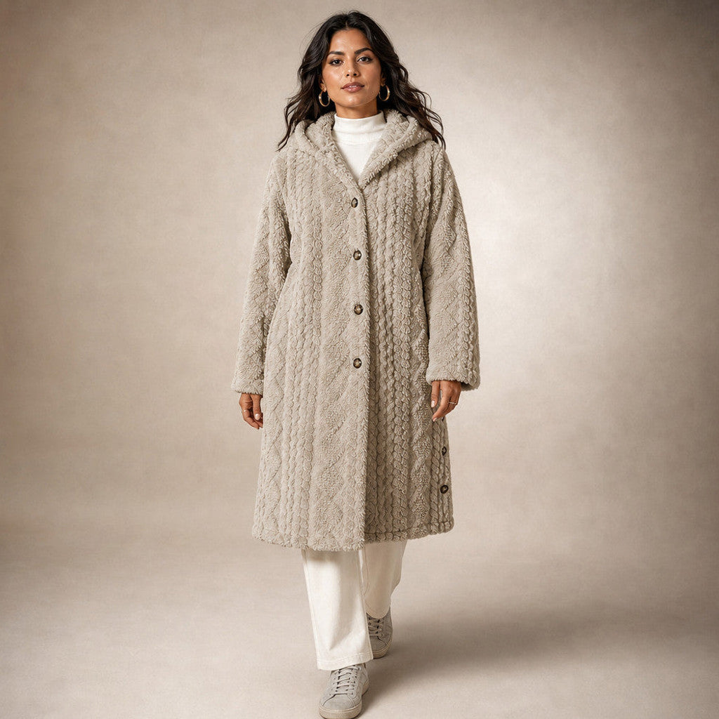Bronwen | Hooded Teddy Coat Longline – Premium Editorial