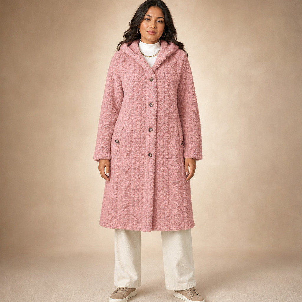 Bronwen | Hooded Teddy Coat Longline – Premium Editorial