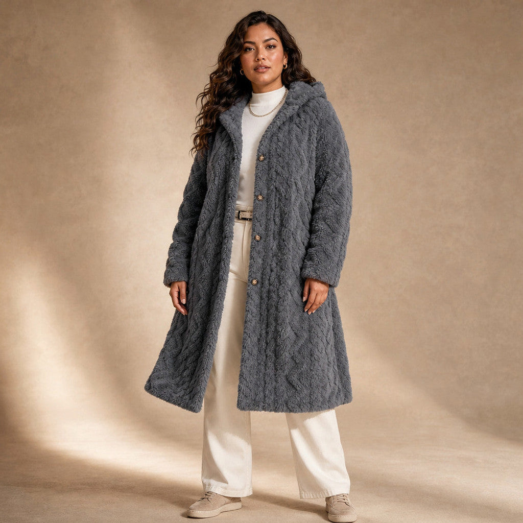 Bronwen | Hooded Teddy Coat Longline – Premium Editorial