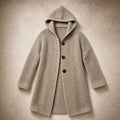 Burghild | Hooded Cardigan Chunky Knit Oversized Light Brown – Product Photo