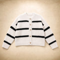 Clarembald | Striped Button-Down Cardigan White White – Product Photo