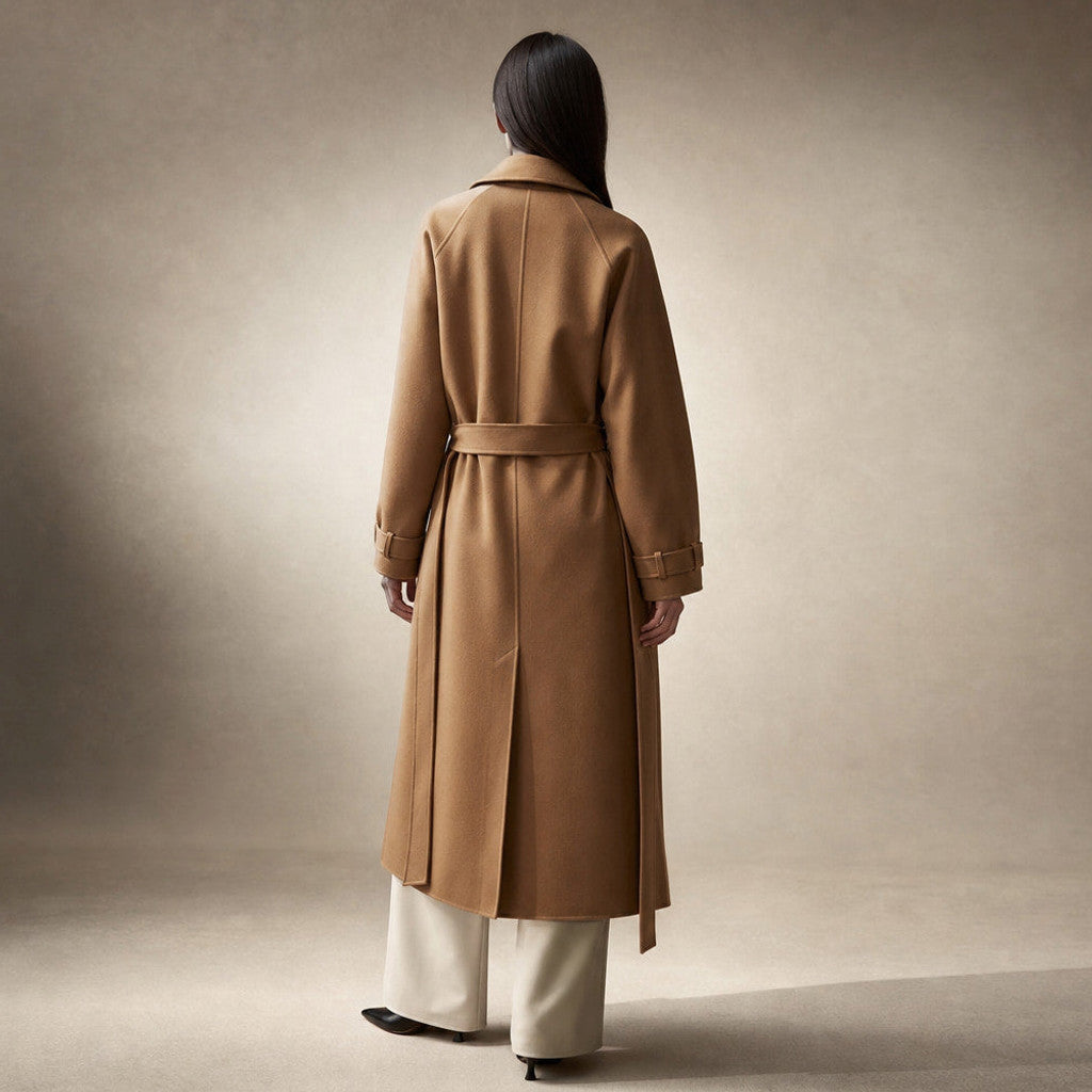 Clariana | Wool Coat Satin-Lined Straight Cut – Full Look