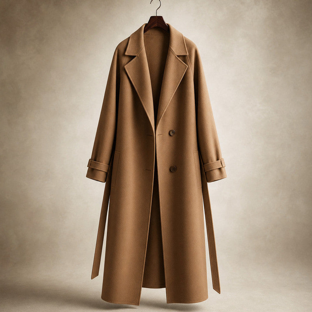 Clariana | Wool Coat Satin-Lined Straight Cut – Product Photo