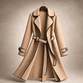 Cornela | Wool Coat Belted A-Line Champagne Beige – Product Photo