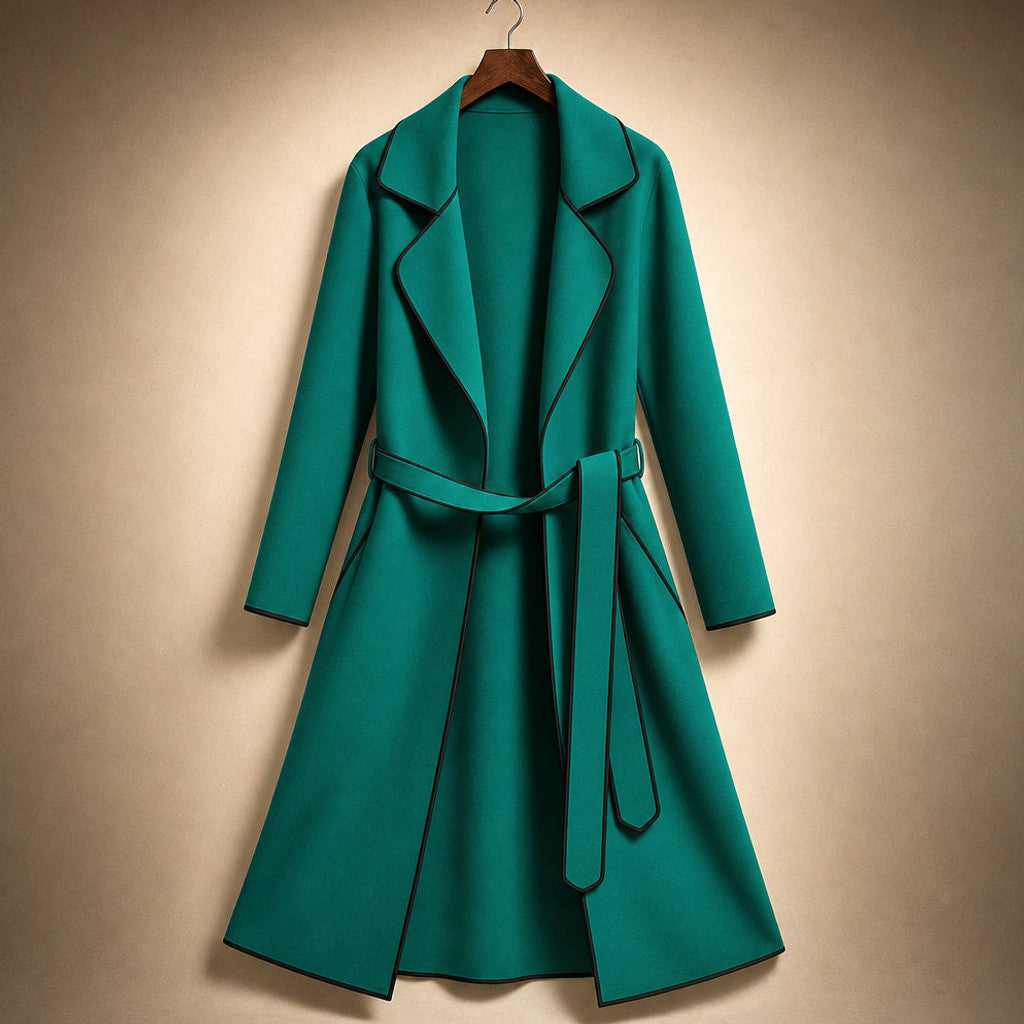 Cornela | Wool Coat Belted A-Line Pine Green – Product Photo