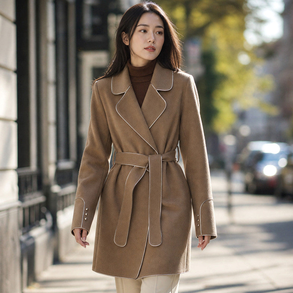 Cunegonde | Virgin Wool Trench Coat Belted Sash – Styled Editorial Shot