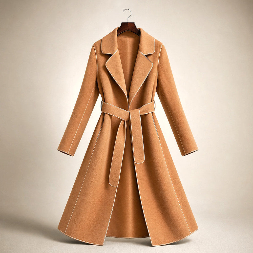Cunegonde | Virgin Wool Trench Coat Belted Sash – Product Photo