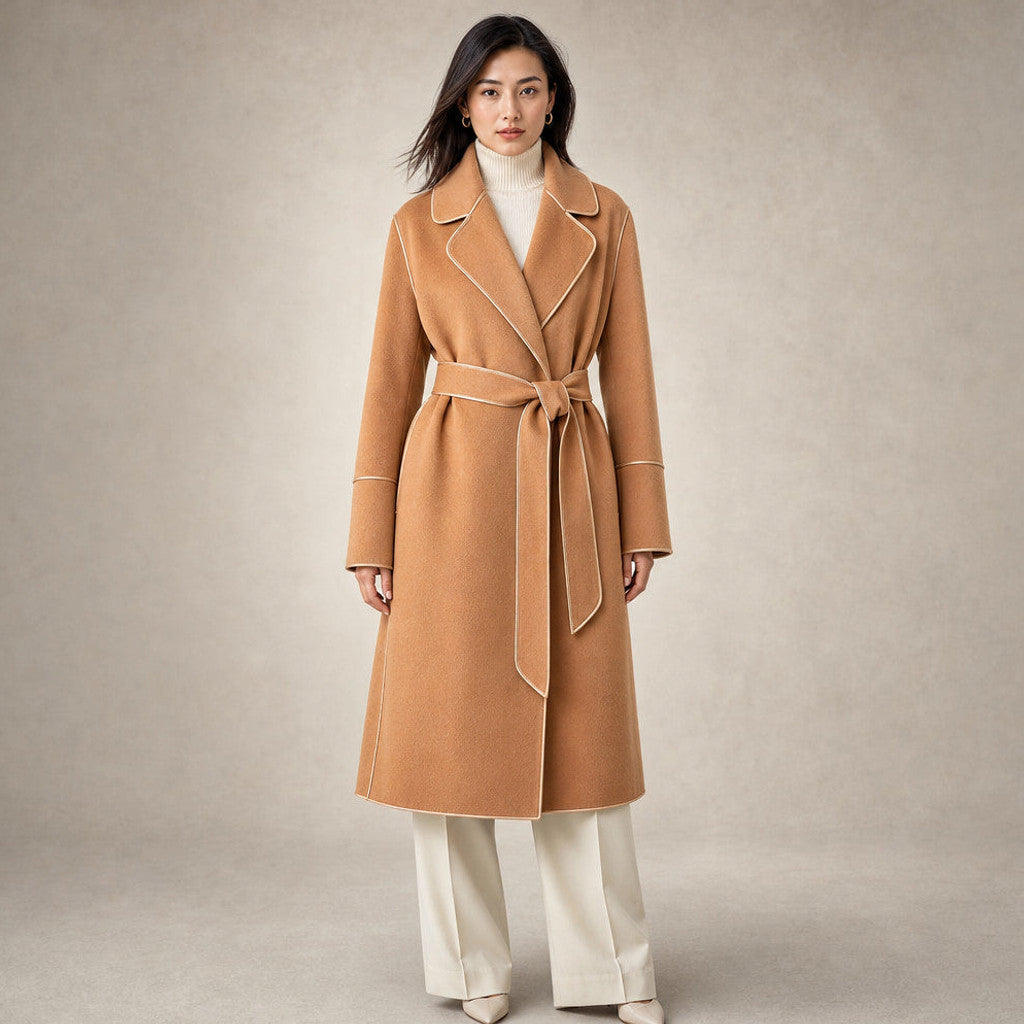 Cunegonde | Virgin Wool Trench Coat Belted Sash – Premium Editorial