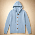 Damaris | Hooded Cardigan Drawcord Button Front Blue – Product Photo