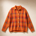 Delicia | Check Knit Cardigan Open Front Orange – Product Photo
