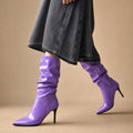 Dervorguilla | Slouch Boots Stiletto Heel Purple – Product Photo