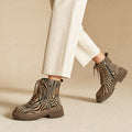 Dianella | Zebra Print Boots Lace-Up Front Beige/Black – Product Photo
