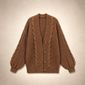 Dulcibel | Cable Knit Cardigan Dropped Shoulder Brown – Product Photo