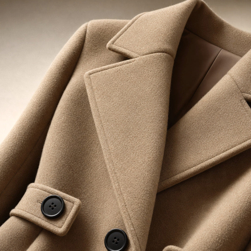 Dulcinea | Belted Winter Coat Mid-Length – Fabric and Detail Close-Up