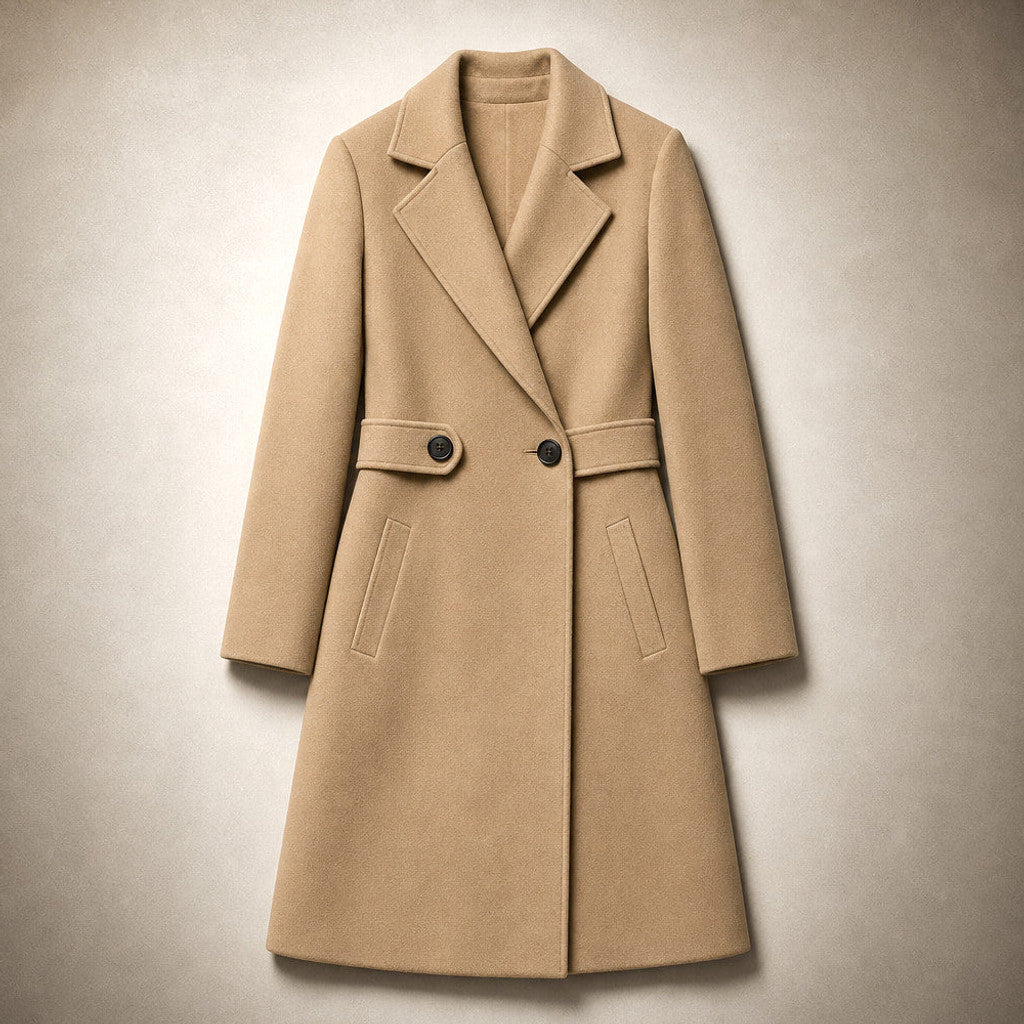 Dulcinea | Belted Winter Coat Mid-Length – Flat Lay Product Photo