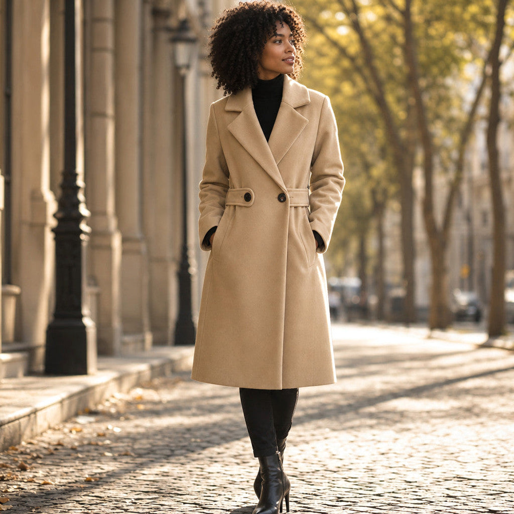 Dulcinea | Belted Winter Coat Mid-Length – Styled Editorial Shot