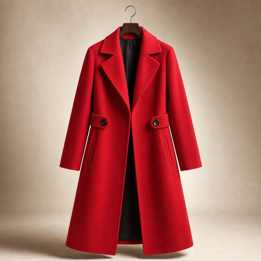 Dulcinea | Belted Winter Coat Mid-Length Red – Product Photo