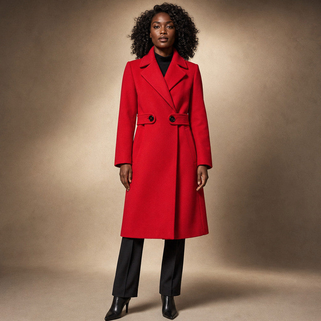 Dulcinea | Belted Winter Coat Mid-Length in Red – Premium Editorial