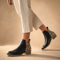 Edlyna | Chelsea Boots Leopard Panel Black Black – Product Photo
