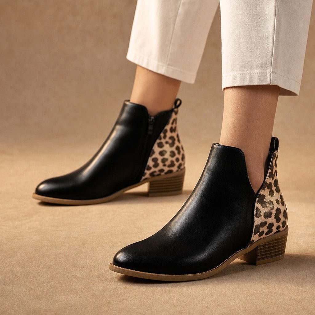 Edlyna | Chelsea Boots Leopard Panel Black in Black – Premium Editorial