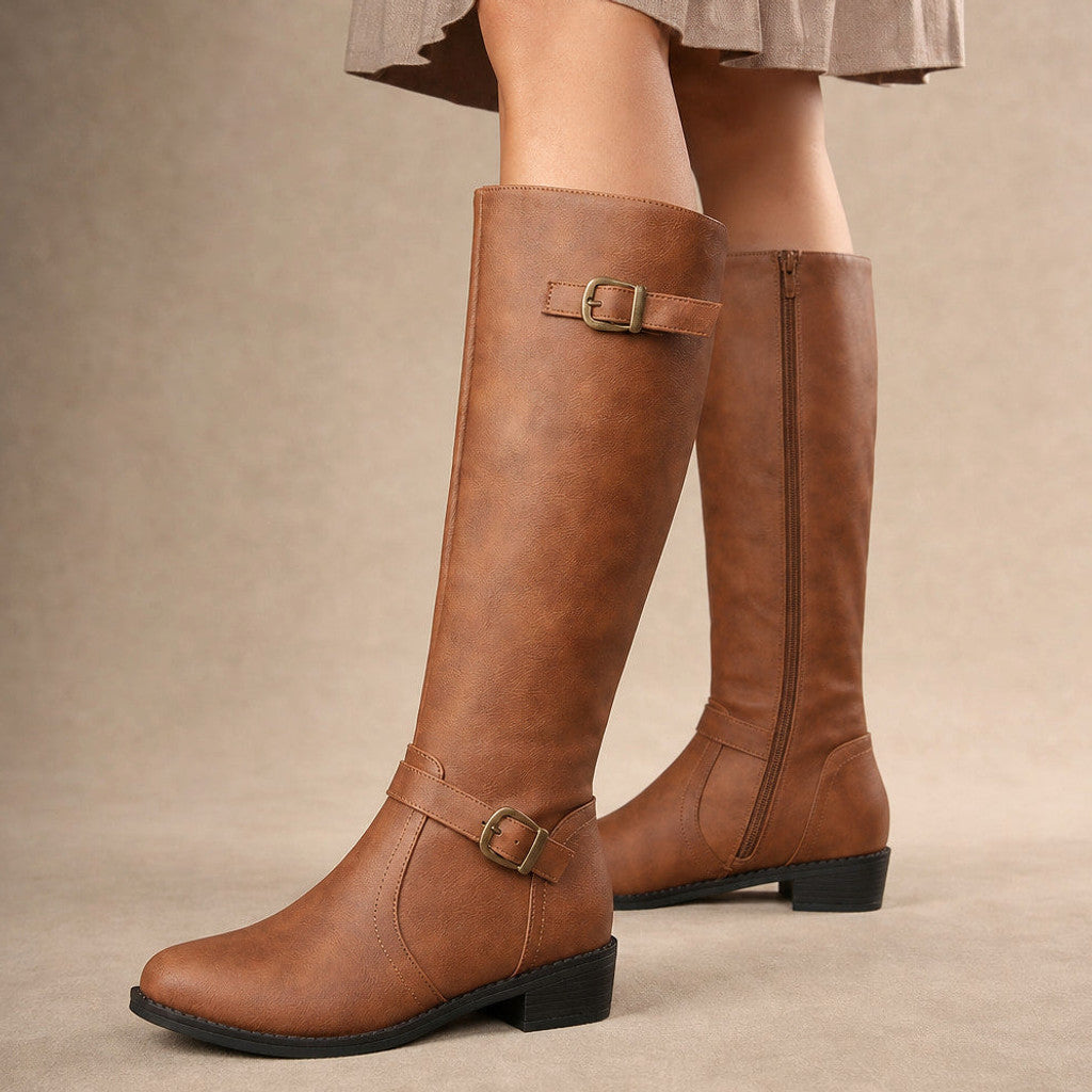 Edmonda | Knee-High Riding Boots Flat Sole – Product Photo