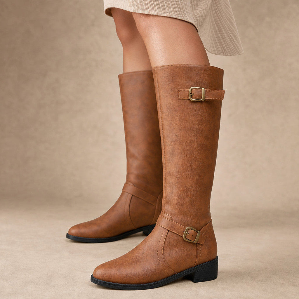 Edmonda | Knee-High Riding Boots Flat Sole – Premium Editorial
