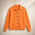 Eustachia | Button-Up Knit Cardigan Lapel Collar Orange – Product Photo