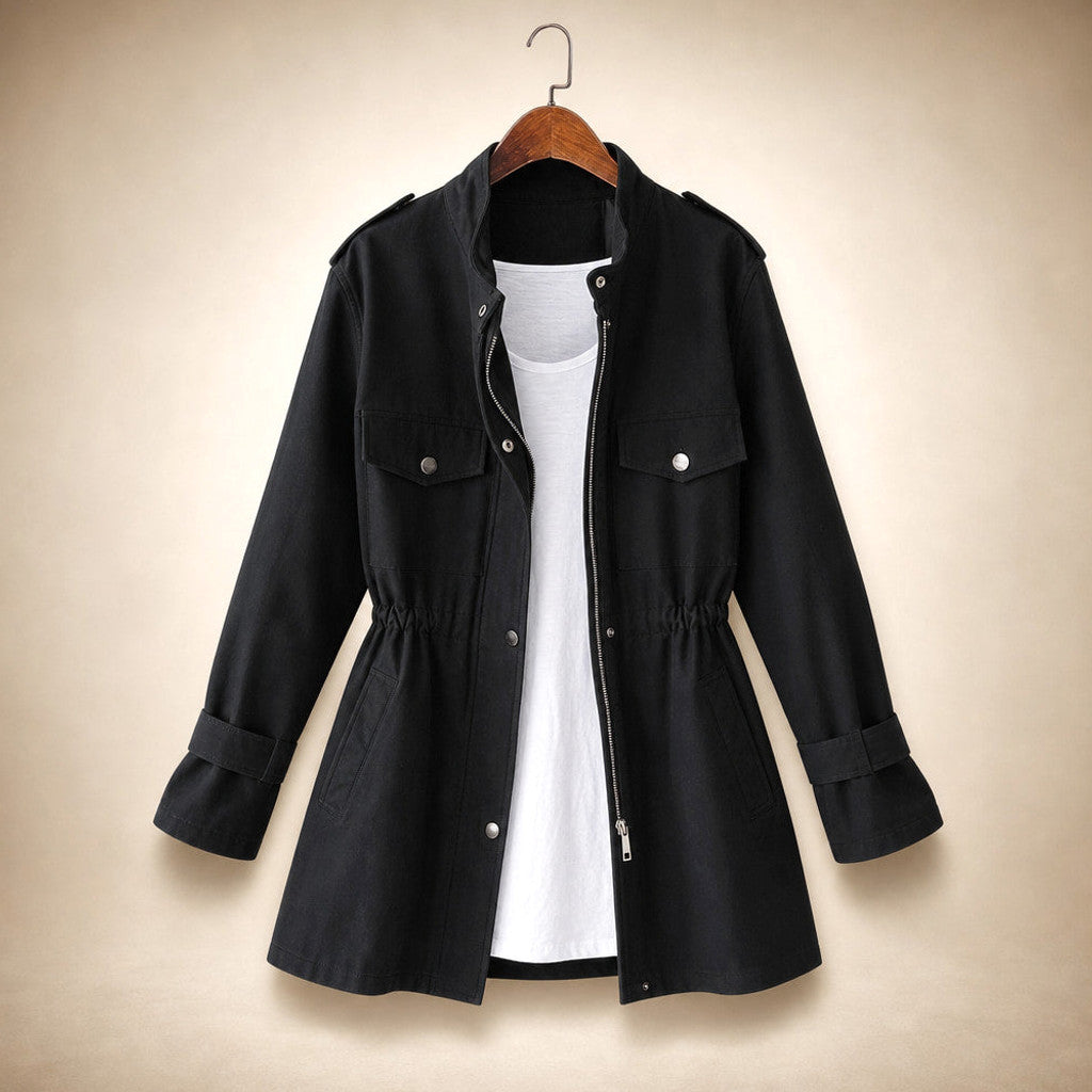 Florelia | Belted Trench Coat Double-Breasted Black – Product Photo