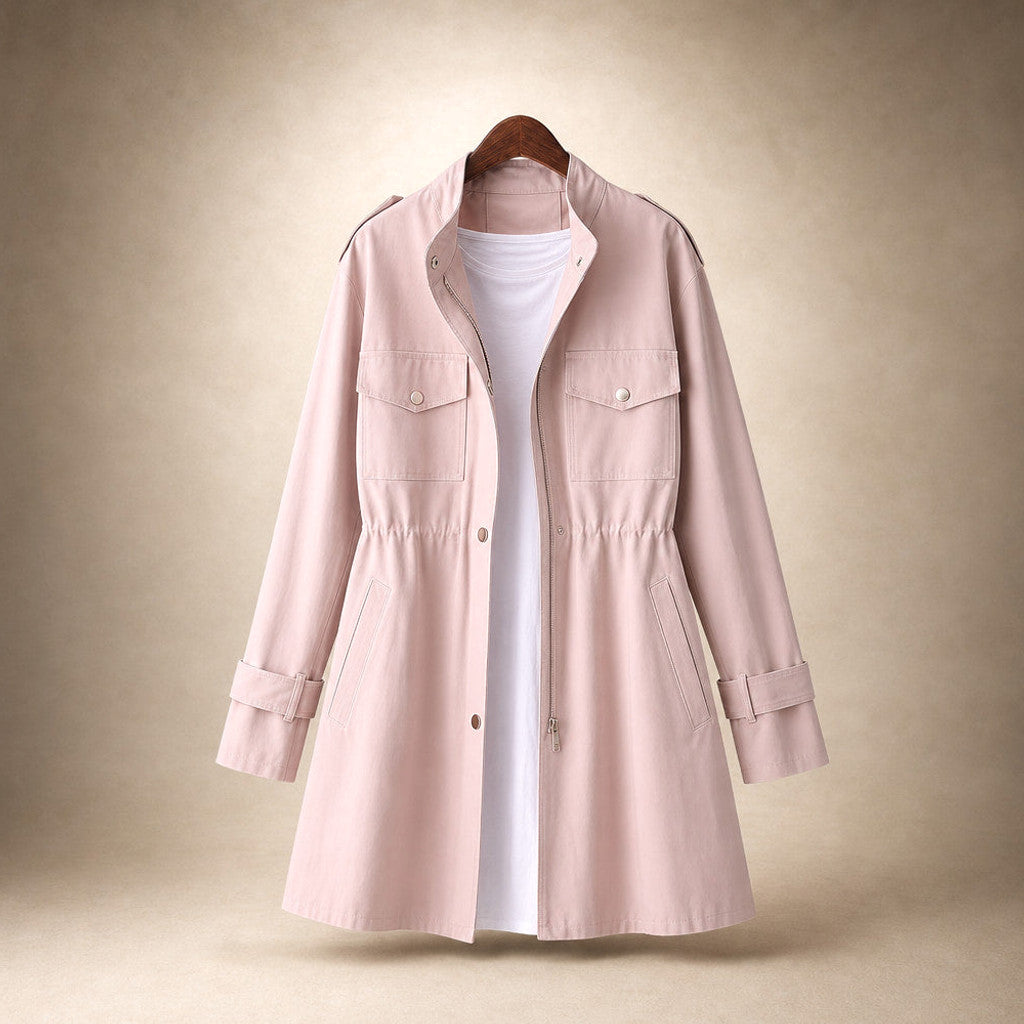 Florelia | Belted Trench Coat Double-Breasted Pink – Product Photo