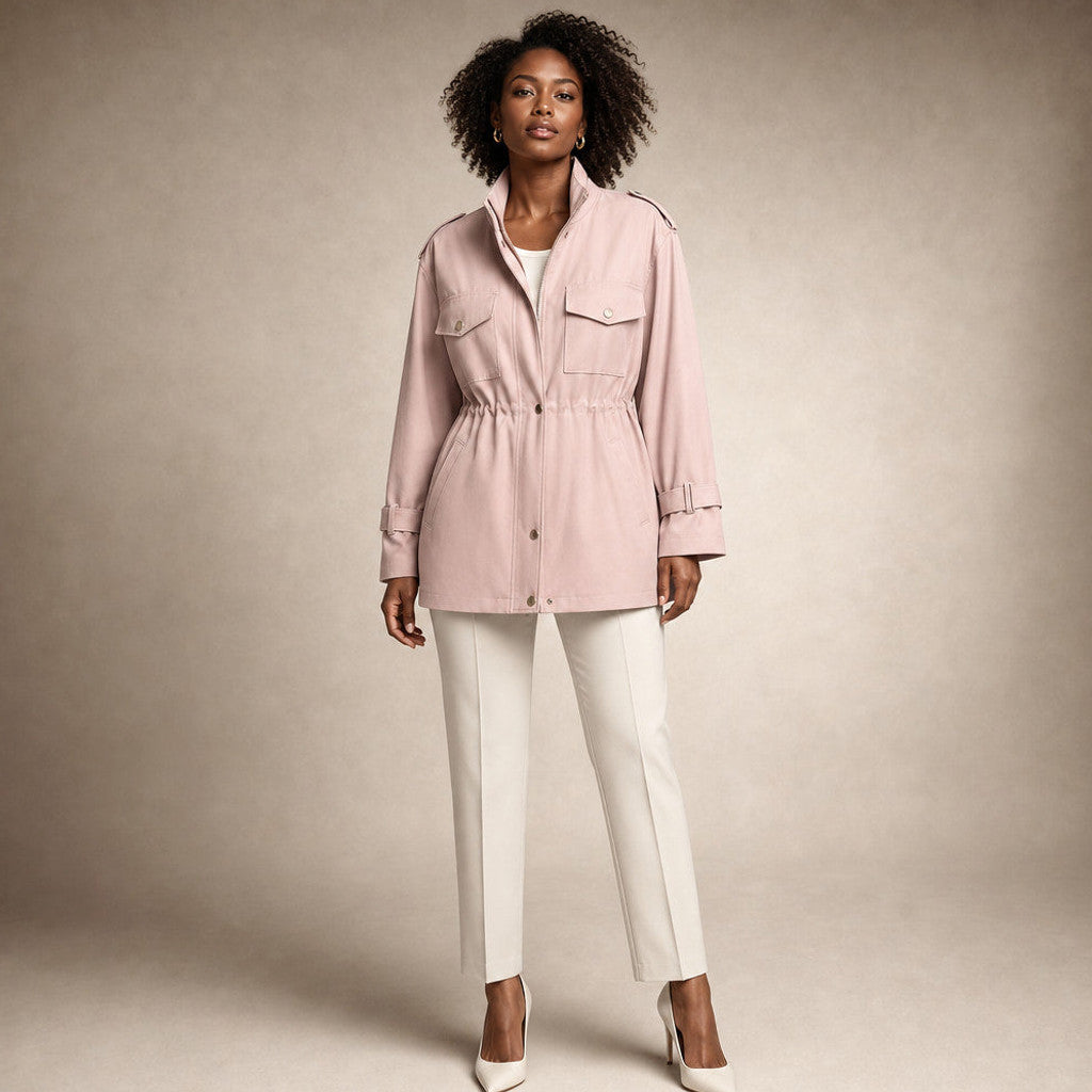 Florelia | Belted Trench Coat Double-Breasted in Pink – Premium Editorial