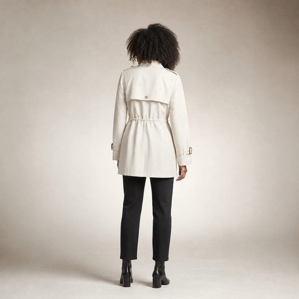 Florelia | Belted Trench Coat Double-Breasted White – Full Look