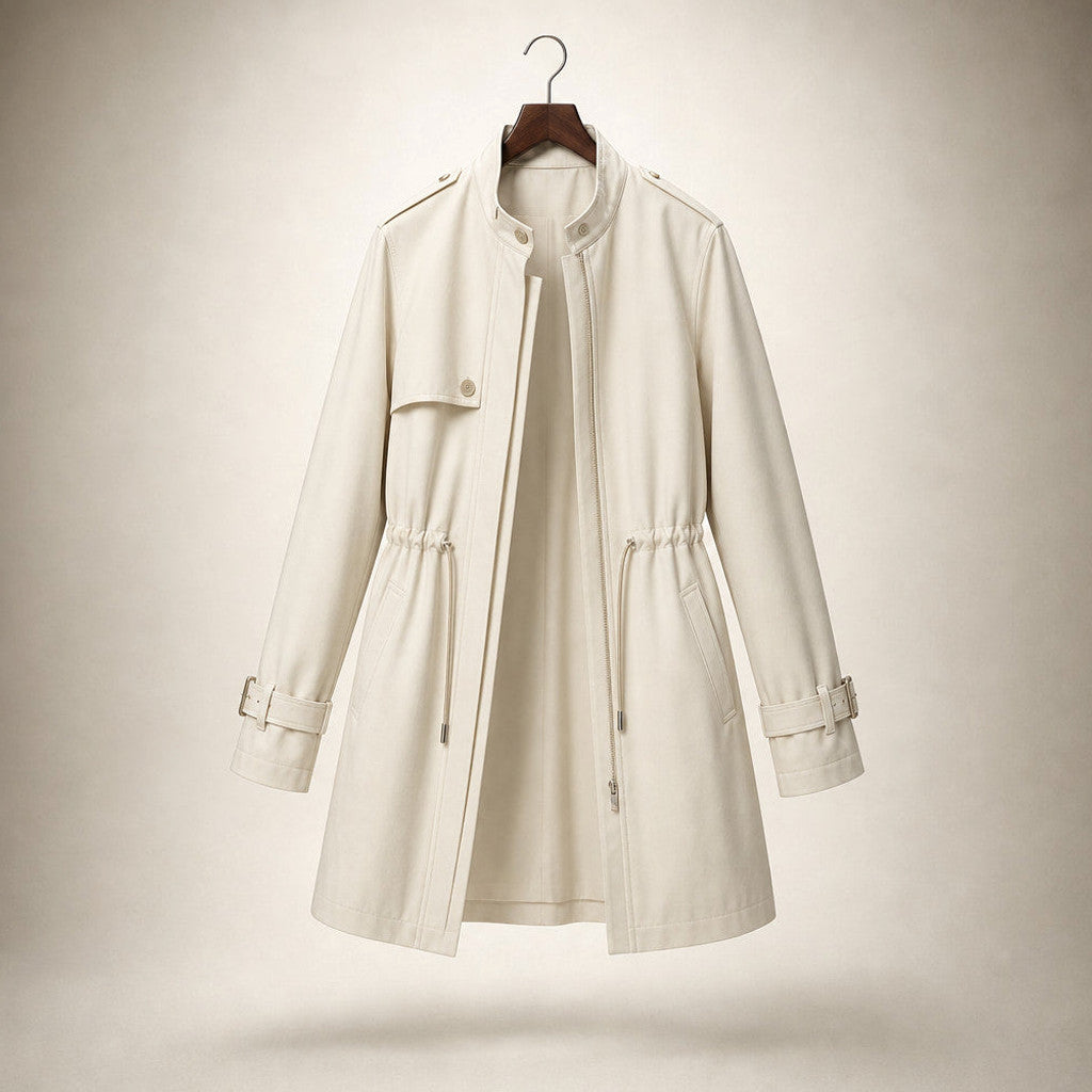 Florelia | Belted Trench Coat Double-Breasted White – Product Photo
